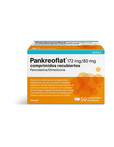 Pankreoflat 172mg/80 mg 50 comprimidos recubiertos